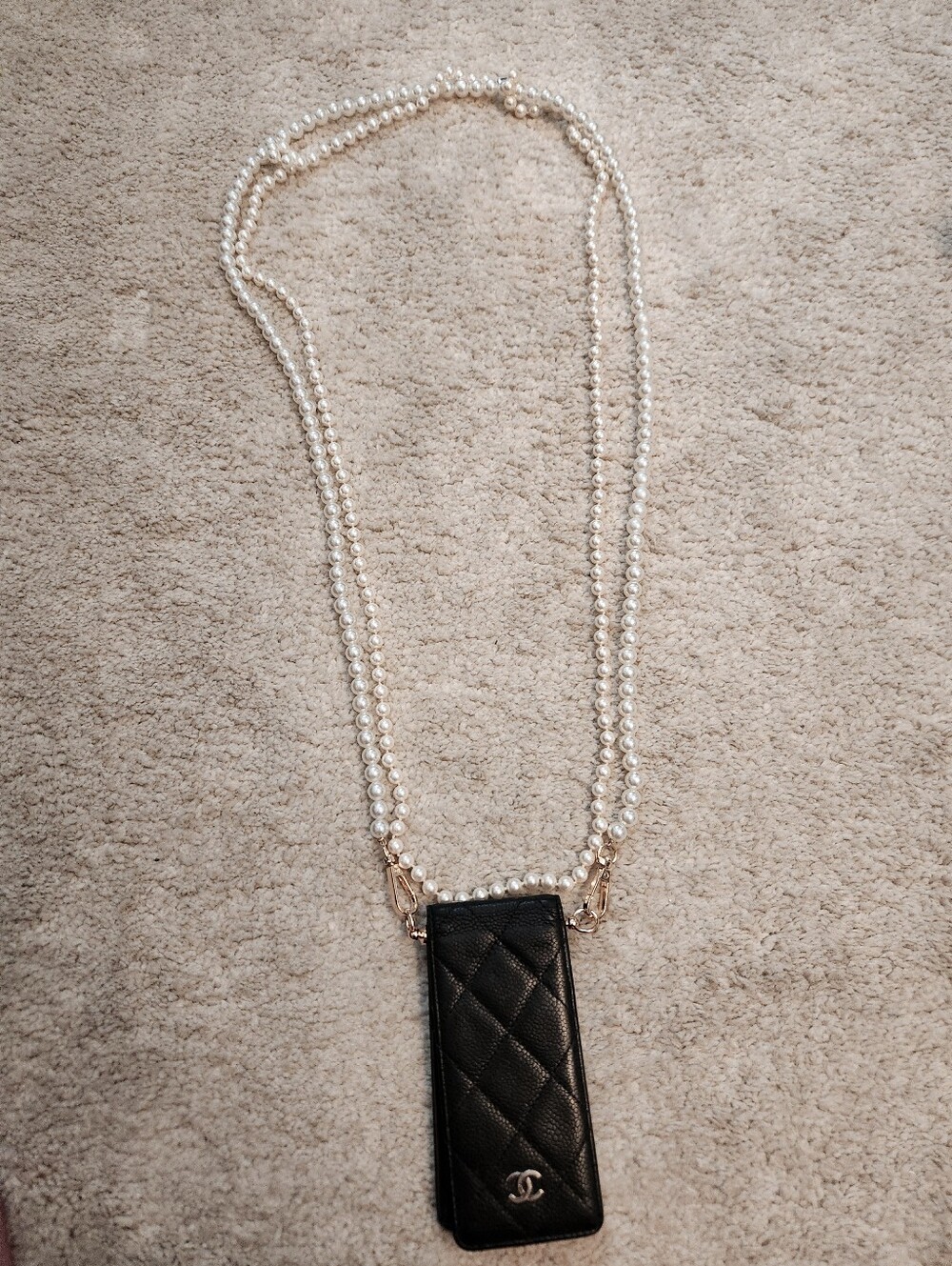 Chanel Black Quilted Caviar Leather Phone Crossbody - Picture 10 of 16